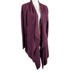 Barefoot Dreams Calypso Waterfall Open Front Cardigan Burgundy Wine Size S/M